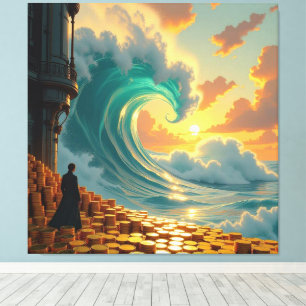 Goldene Sturmflut des Schicksals Leinwanddruck