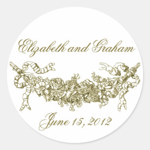 Goldene Swag Romantische Stcker / Umschlag Aufkleb Runder Aufkleber