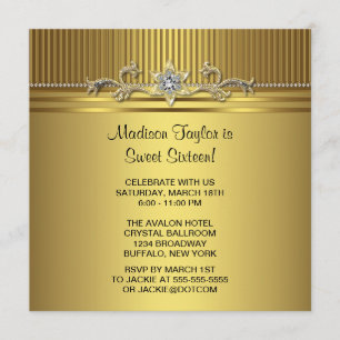 Goldene Sweet 16 Geburtstagsfeier Einladung