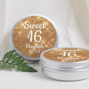 Goldene Sweet 16 Mädchen Geburtstagsgeschenke Blec Runder Aufkleber