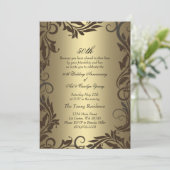 Goldene Swirl 50. Hochzeit - Einladung (Stehend Vorderseite)