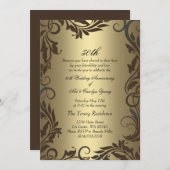Goldene Swirl 50. Hochzeit - Einladung (Vorne/Hinten)