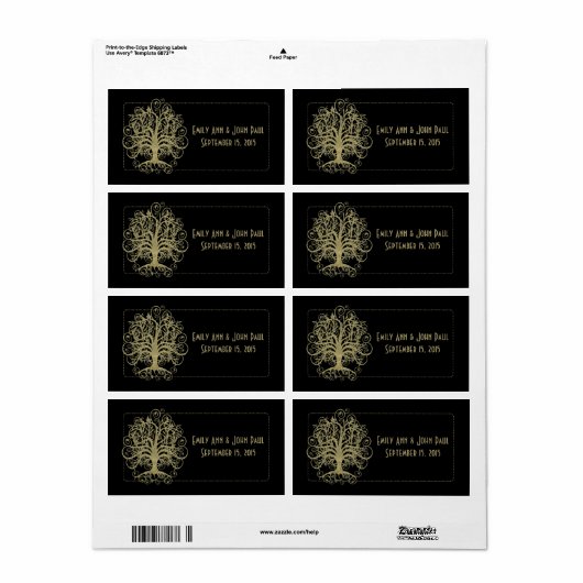 Goldene Swirl auf Schwarz mit Punkten Save the Dat (Vorne)