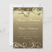 Goldene Swirl & Bow Image zum Geburtstag Einladung (Rückseite)