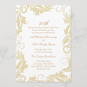 Goldene Swirl-Einladung zum 50. Hochzeitstag Einladung