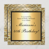 Goldene Swirl Geburtstagsfeier Einladung (Vorne/Hinten)