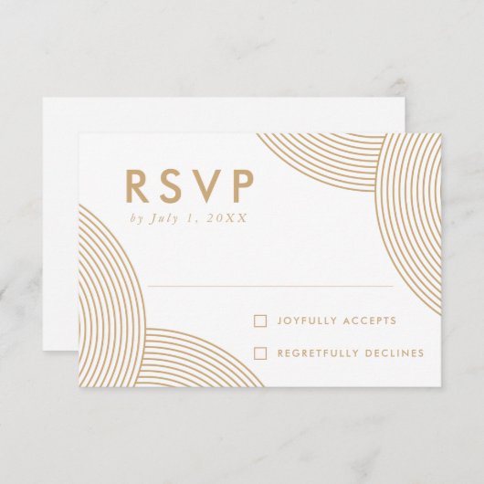 Goldene Swirl-Hochzeit RSVP Karte (Vorne/Hinten)
