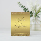 Goldene Swirl im Alter bis zur Perfektion Geburtst Einladung (Stehend Vorderseite)