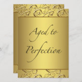 Goldene Swirl im Alter bis zur Perfektion Geburtst Einladung (Vorne/Hinten)