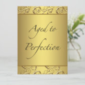 Goldene Swirl im Alter bis zur Perfektion Geburtst Einladung (Stehend Vorderseite)