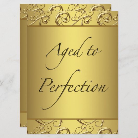 Goldene Swirl im Alter bis zur Perfektion Geburtst Einladung (Vorne/Hinten)