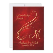 Goldene Swirl-Monogram-Helle Red Wedding