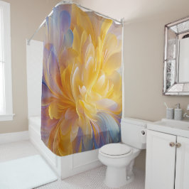 Goldene Symphonie aus blühenden abstrakten Blütenb Duschvorhang