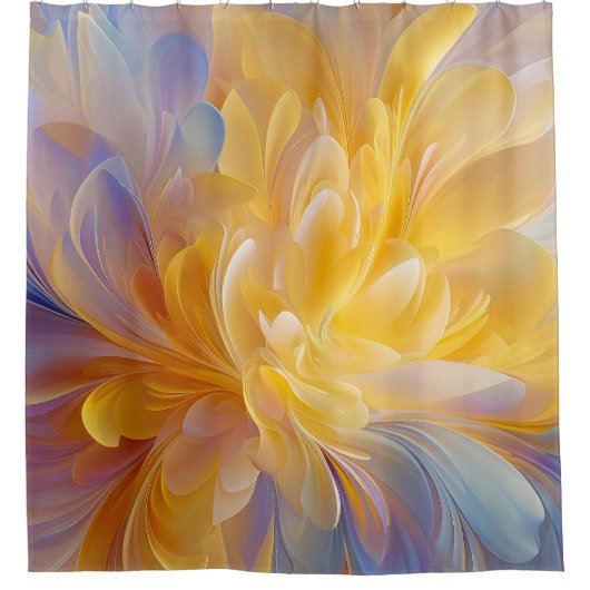 Goldene Symphonie aus blühenden abstrakten Blütenb Duschvorhang (Vorderseite)