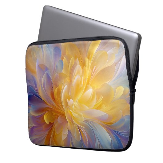 Goldene Symphonie blühender abstrakter Blütenblätt Laptopschutzhülle (Vorderseite Links)