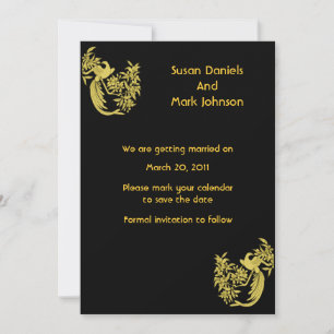 Goldene Tauben auf schwarzer Hochzeit Save-the-Dat Save The Date
