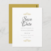 Goldene Tauben und Herz Elegantes Skript Save the Postkarte (Vorne/Hinten)