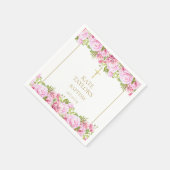 Goldene Taufe Christening Pink Rosen Floral Serviette (Ecke)