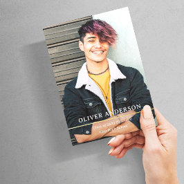 Goldene Teilung | Moderne Zwei Foto 2023 Abschluss Folieneinladung