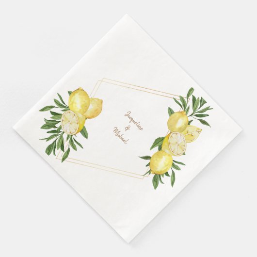 Goldene Texte und Rahmen für Mittelmeerlemonen Serviette (Ecke)