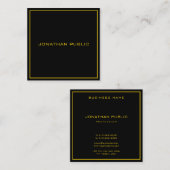 Goldene Textrahmen Moderne, elegante Schwarze Vorl Quadratische Visitenkarte (Vorne/Hinten)
