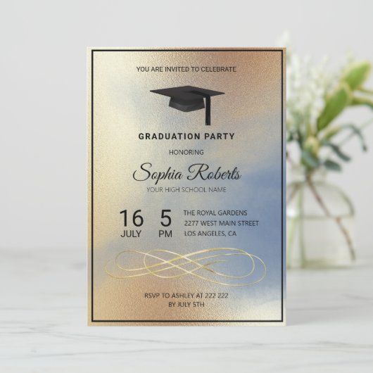 Goldene Textur Einladung (Stehend Vorderseite)