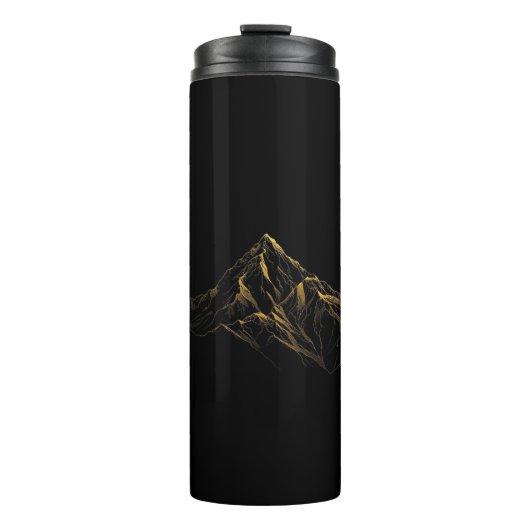 Goldene texturierte abstrakte Berglinie Thermosbecher (Vorderseite)
