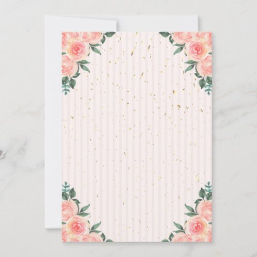 Goldene Tiara Confetti-Rose, gestreift Süß 16 Einladung (Rückseite)