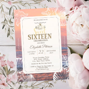 Goldene Tiara Glitter Bokeh Ombre Sweet 16 Party E Einladung