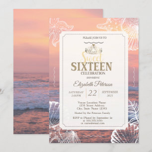 Goldene Tiara Glitter Bokeh Ombre Sweet 16 Party E Einladung