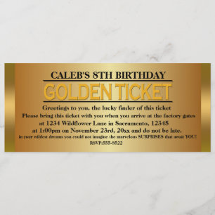 GOLDENE TICKETART Geburtstagsfeier-Einladung Einladung
