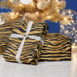 Goldene Tigerstreifen | Kühnes Wildtiermuster Geschenkpapier