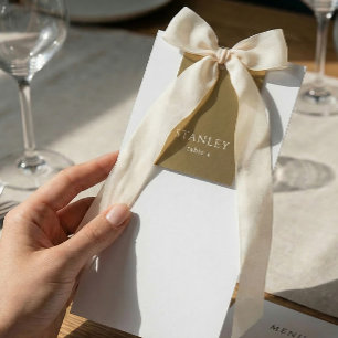Goldene Tischkarten mit Namen für die Hochzeit Einladung
