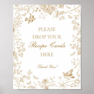 Goldene Toile De Jouy Blumen Hochzeitsrezept zum T Poster