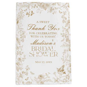 Goldene Toile De Jouy Hochzeitsdusche-Geschenke Mittlere Geschenktüte