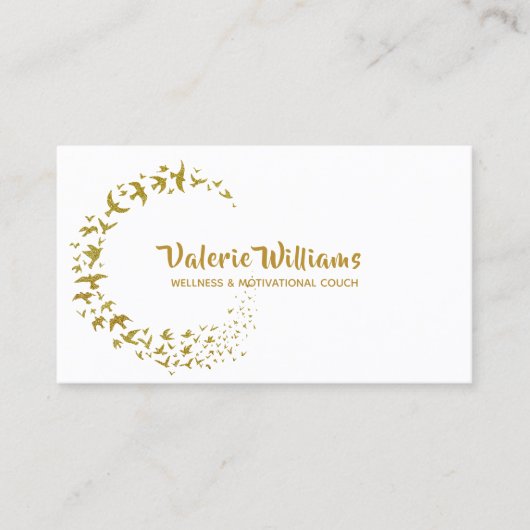 Goldene Töne flatternde Vögel Inspiration Design Visitenkarte (Vorderseite)