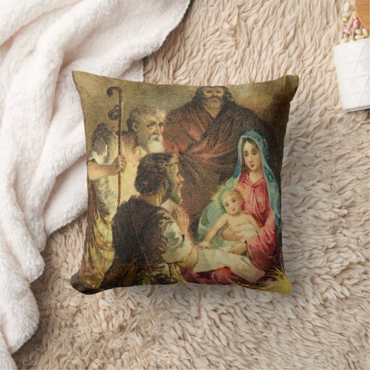 Goldene TöneVintage Nativity-Szene Kissen (Decke)