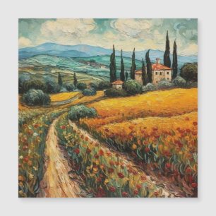 Goldene Toskana-Wildblumen-Landschaft Magnetkarte