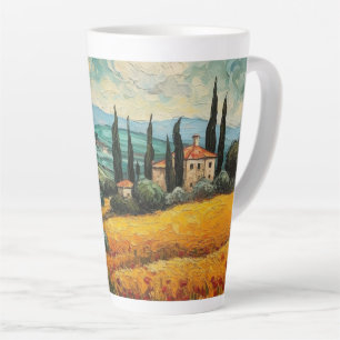 Goldene Toskana-Wildblumen-Landschaft Milchtasse
