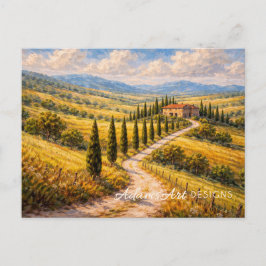Goldene toskanische Landschaft Villa Postkarte