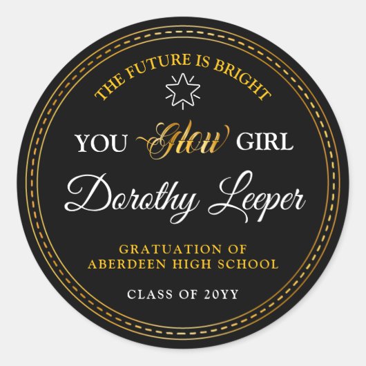 Goldene Touch Brighert deine Zukunft. Runder Aufkleber (Vorderseite)