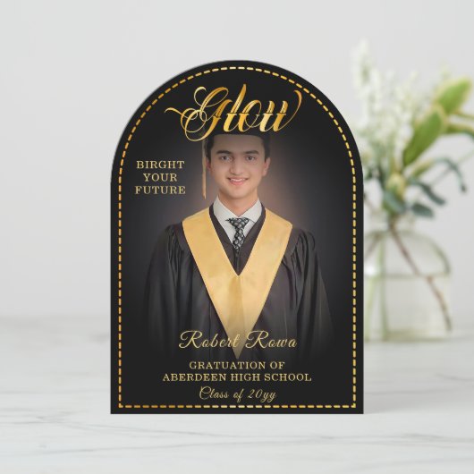 Goldene Touch Glow your future Einladung (Stehend Vorderseite)