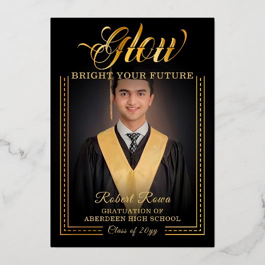 Goldene Touch Glow your future Folieneinladung (Vorderseite)