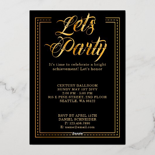 Goldene Touch Glow your future Folieneinladung (Rückseite)