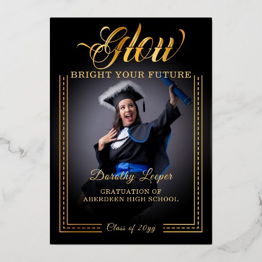 Goldene Touch Glow your future Folieneinladung (Vorderseite)