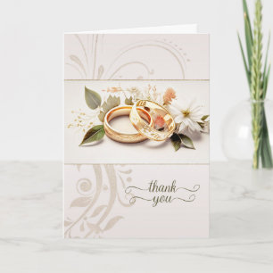 Goldene Trauringe Braut und Bräutigam Hochzeit Dankeskarte
