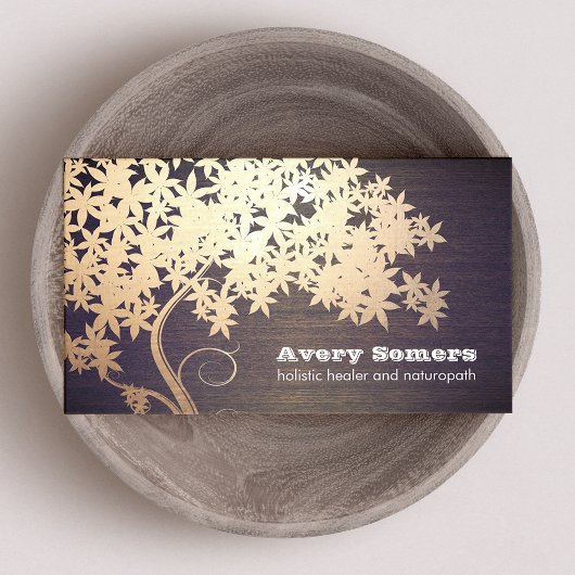 Goldene Tree Holistic Heiler Naturopath Wood Look Visitenkarte