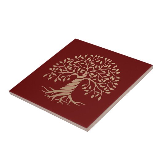 Goldene Tree of Life Roter Hintergrund Grafische K Fliese (Seite)