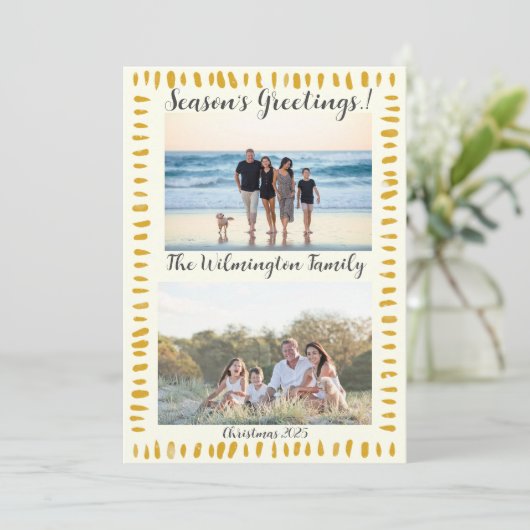 Goldene Treppe Saison Foto Weihnachtswohnung Karte (Stehend Vorderseite)