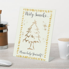 Goldene Treppe Weihnachts-Party Snacks Sockelschild